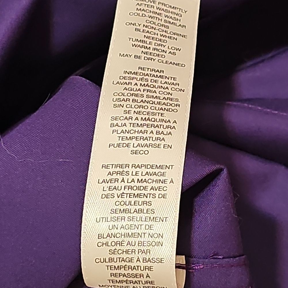 NWT Chico's Deep Purple 3/4 Sleeves Button Up Shirt / Blouse Size 0 / Small - Picture 7 of 7